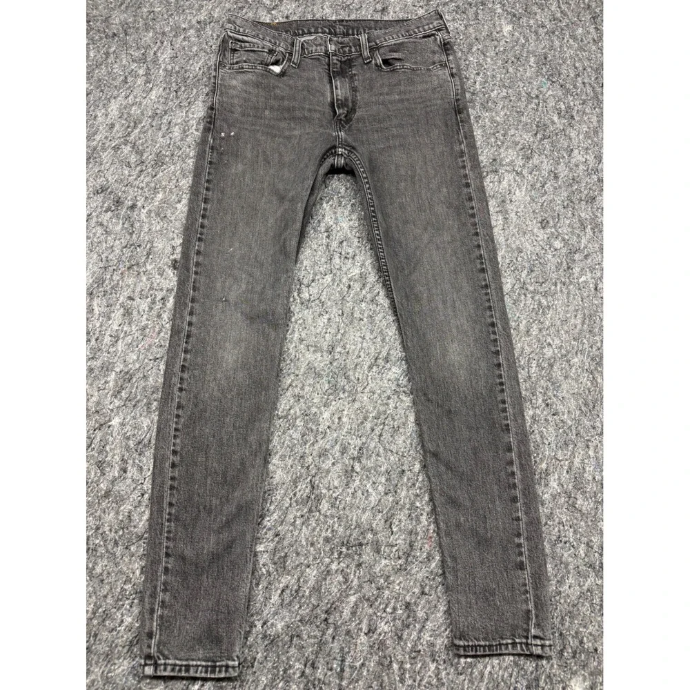 Levis 511 Slim Fit Jeans Mens 33x32 Faded Black WaterLess Denim Pants Distressed
